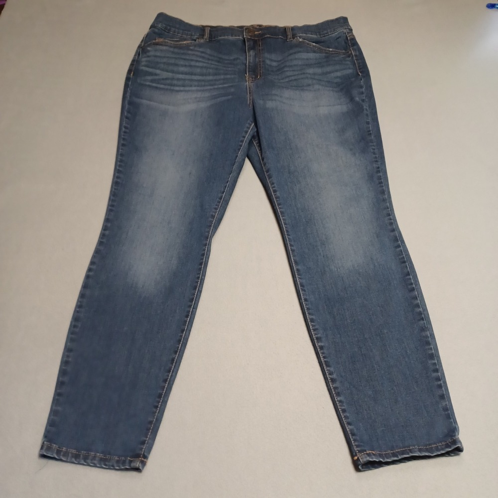 Terra & Sky Jeans Womens 18W Blue TS Skinny Midwash Stretch Denim 5-Pocket Pants